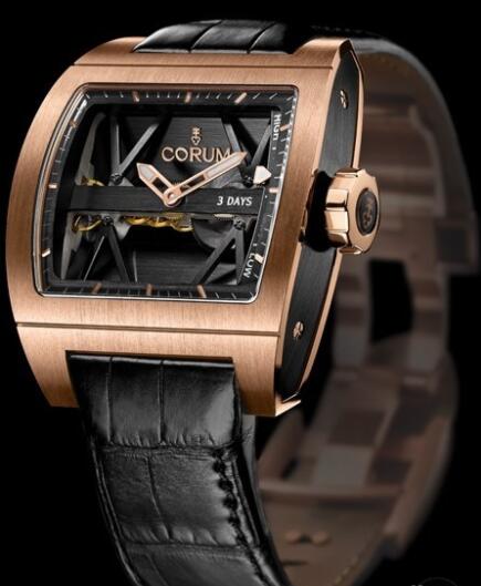 Corum Ti-Bridge Power Reserve Replica Watch 107.101.05/0F81 0000 Red Gold - Alligator Bracelet